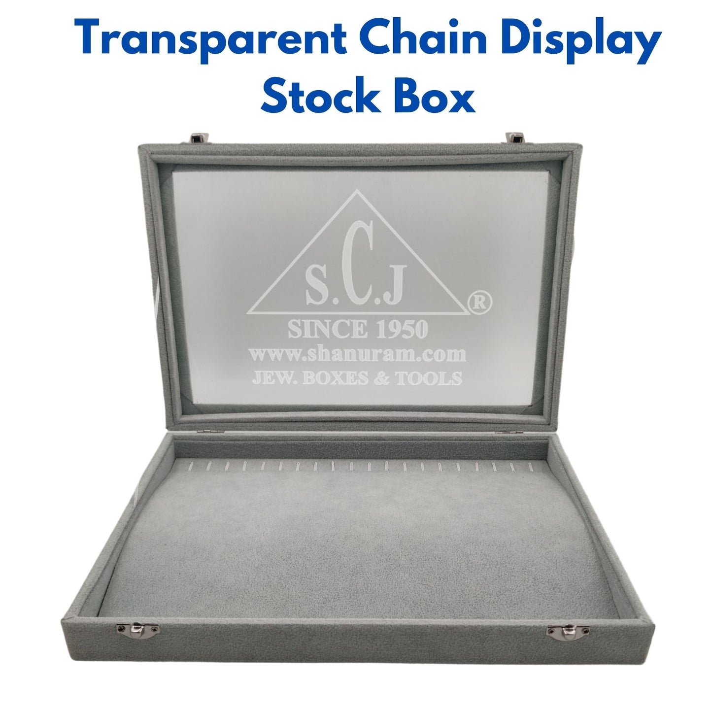 Grey Suede Chain Display Stock Box | Chain Stock Display Box