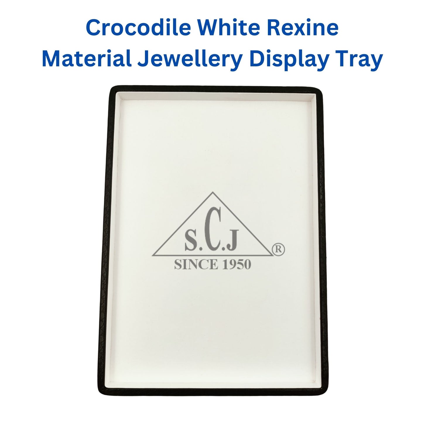 Crocodile White Suede Fabric Jewellery Display Tray