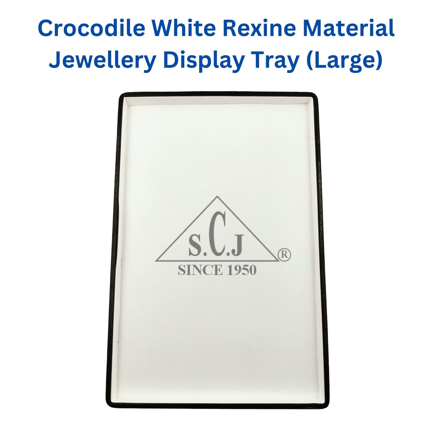 Crocodile White Rexine Fabric Jewellery Display Tray( Large)