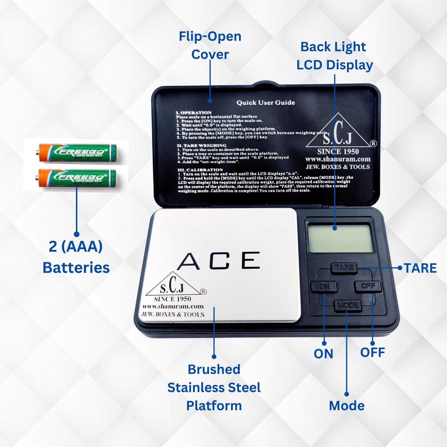 ACE DV-500 Digital Pocket Scale – 500g x 0.01g Precision for Jewelry & Gems