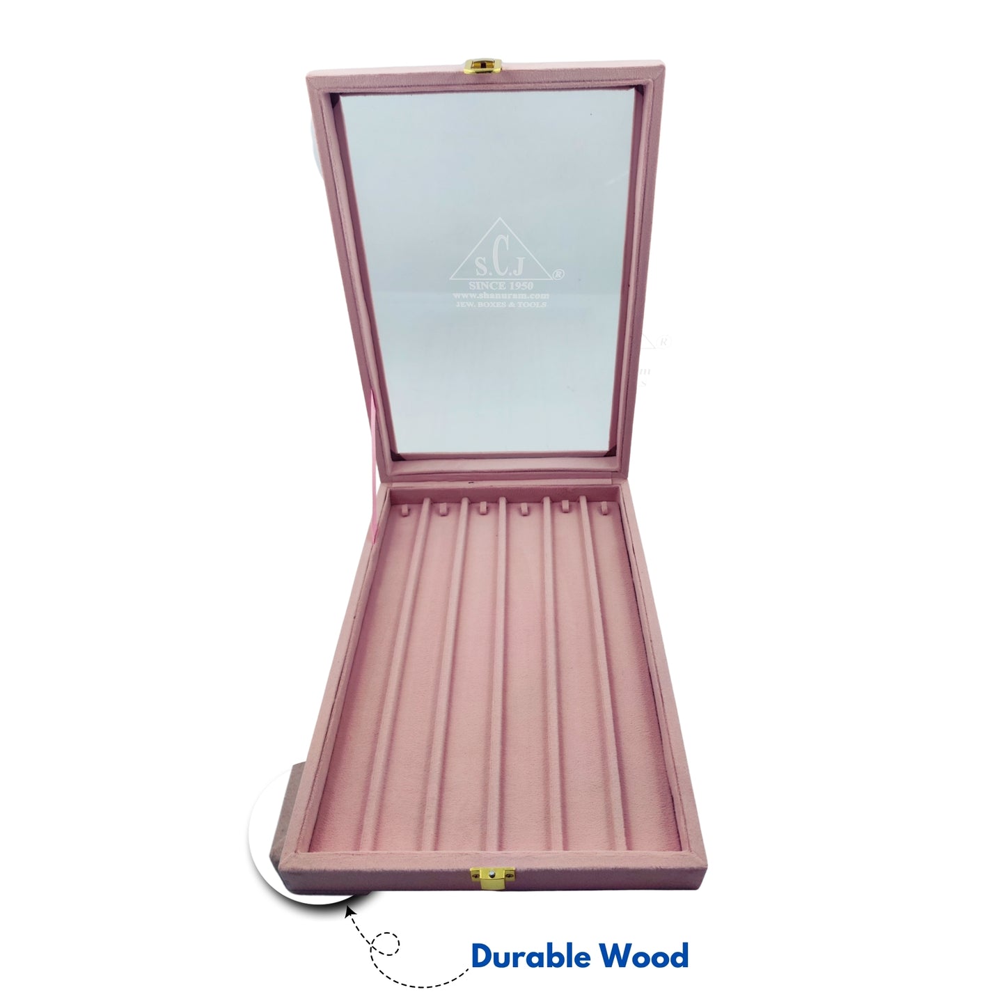 Pink Suede Fabric Chain Jewellery Display Stock Box