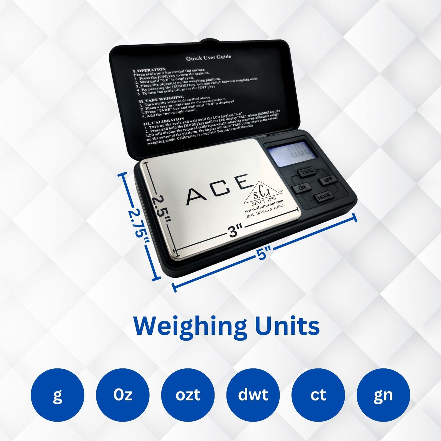 ACE DV-500 Digital Pocket Scale – 500g x 0.01g Precision for Jewelry & Gems