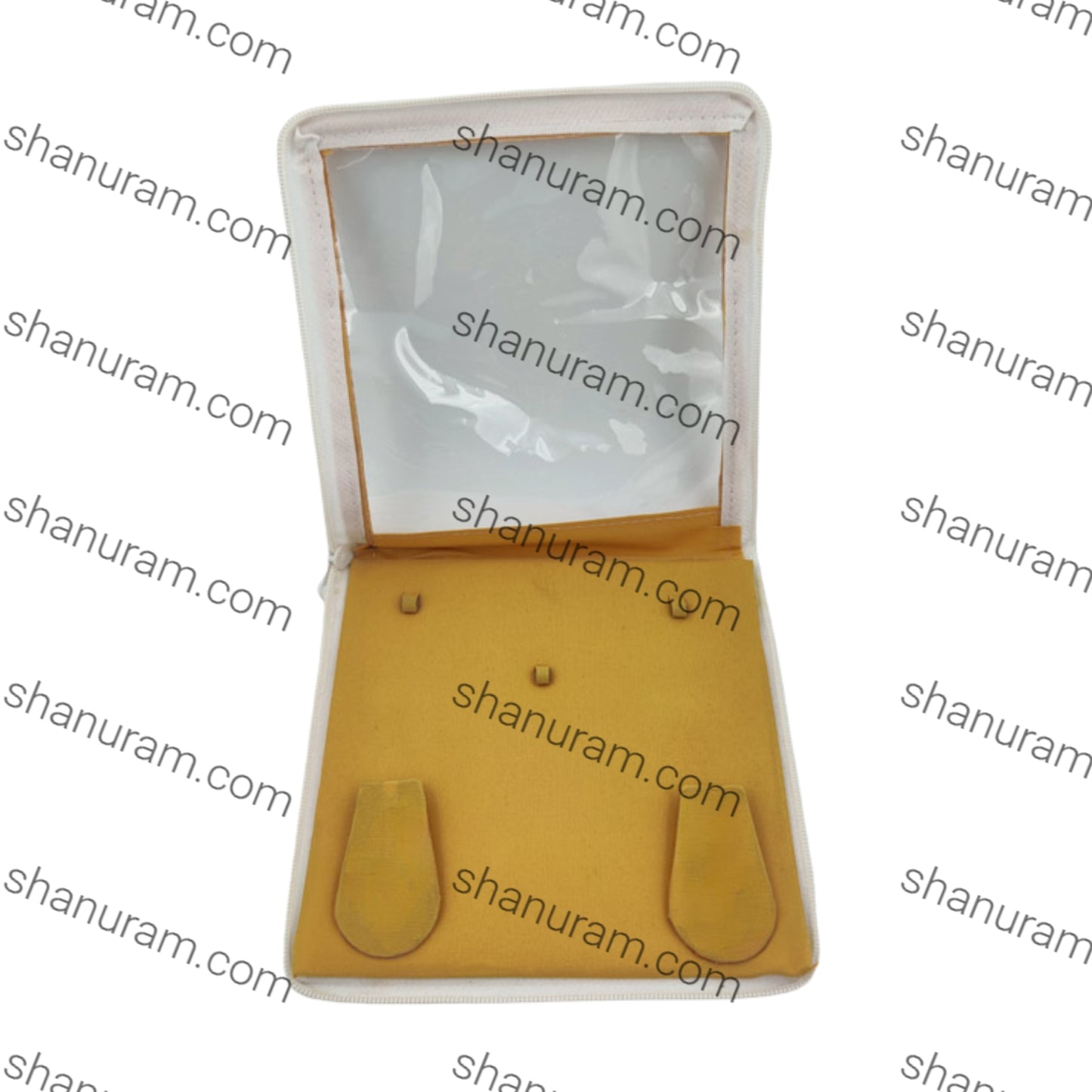 Square Brown Velvet Medium Necklace Set Zipper Folder