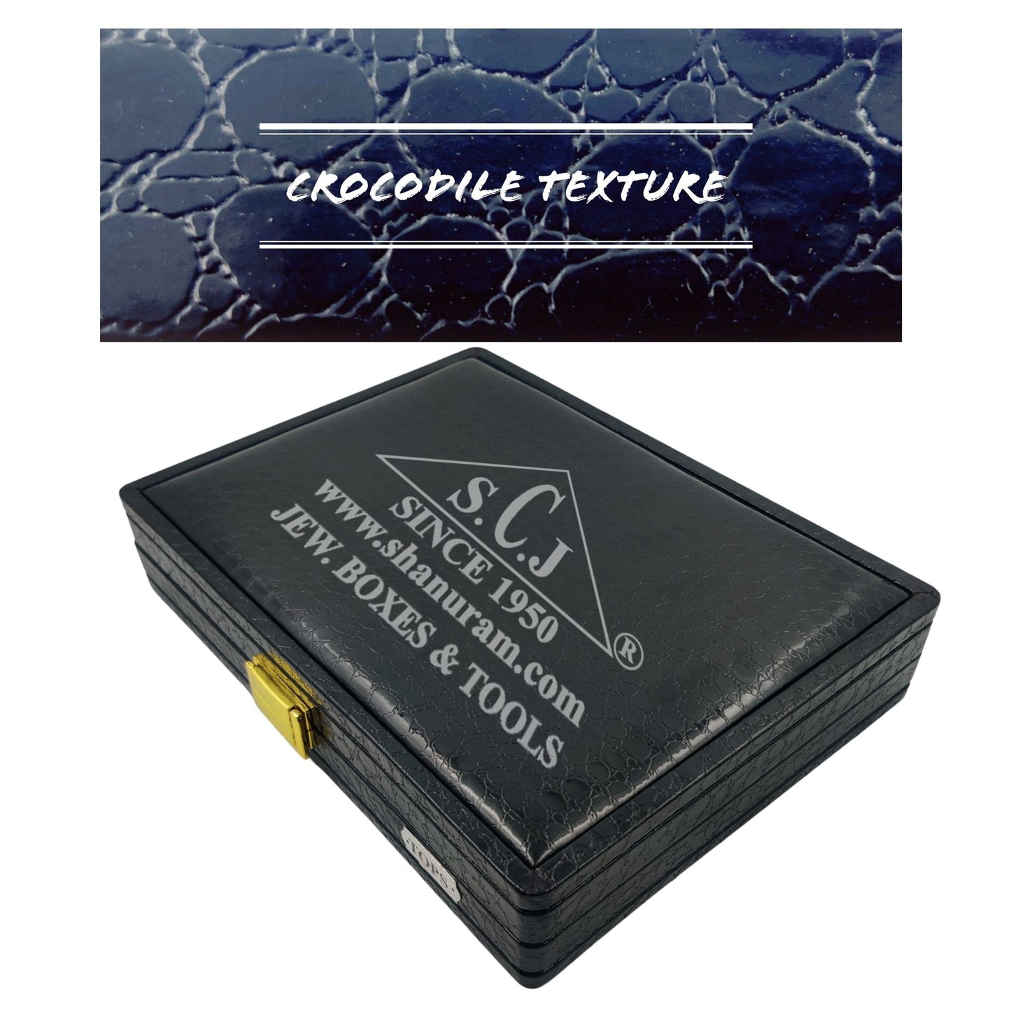 Pack of 2 Tops \ Ear-rings Black Crocodile Cream Stock Box | Imported Cream Suede Jewellery Stock Display Box | 11 x 8 x 2 Inch