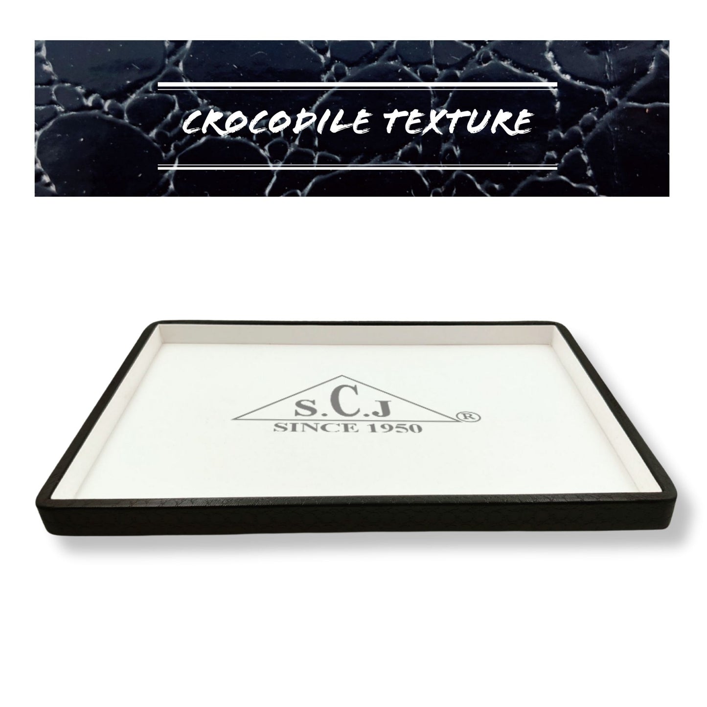 Crocodile White Suede Fabric Jewellery Display Tray
