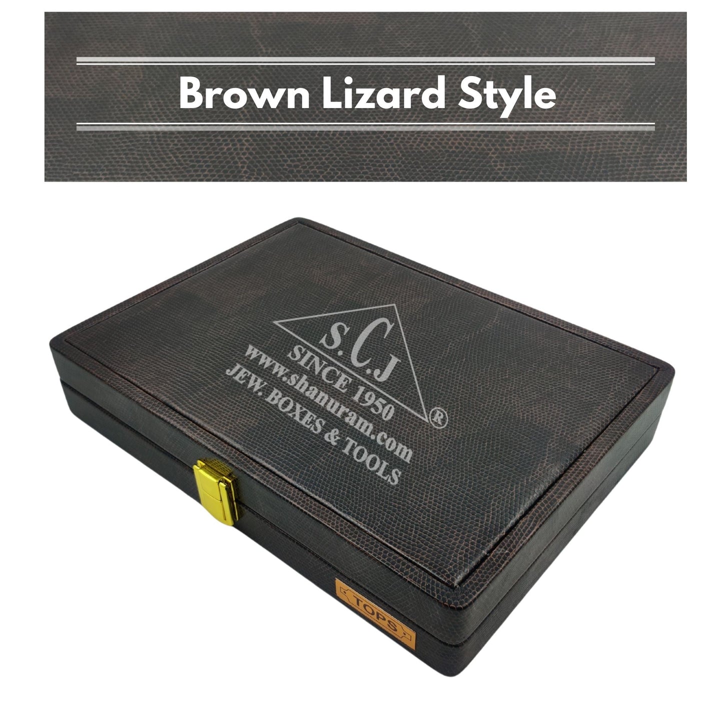 Pack of 2 Brown Lizard Tops White Stock Box | Tops & Earrings Jewelry Storage Box | 11 x 8 x 2 Inch Premium Jewelry Box