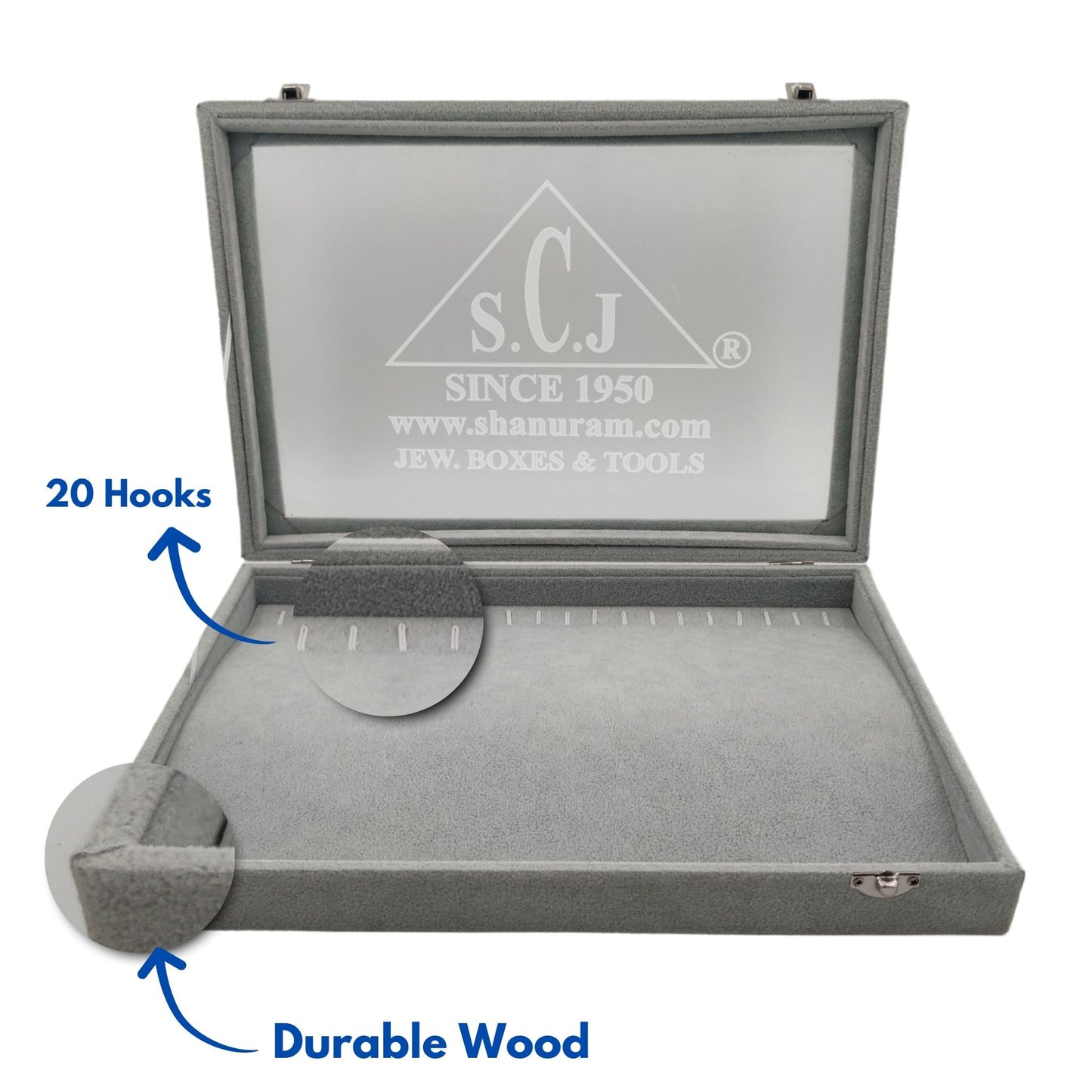 Grey Suede Chain Display Stock Box | Chain Stock Display Box