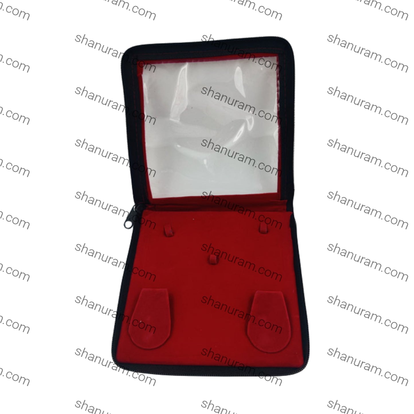 Square Red Velvet Small Necklace Set Zipper Folder