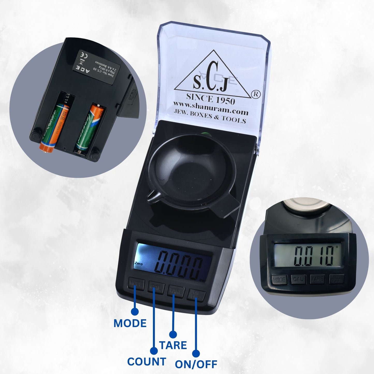 SCJ ACE CT - 50 Diamond Weighing Scale | Portable Scale | Pocket Weighing Scale