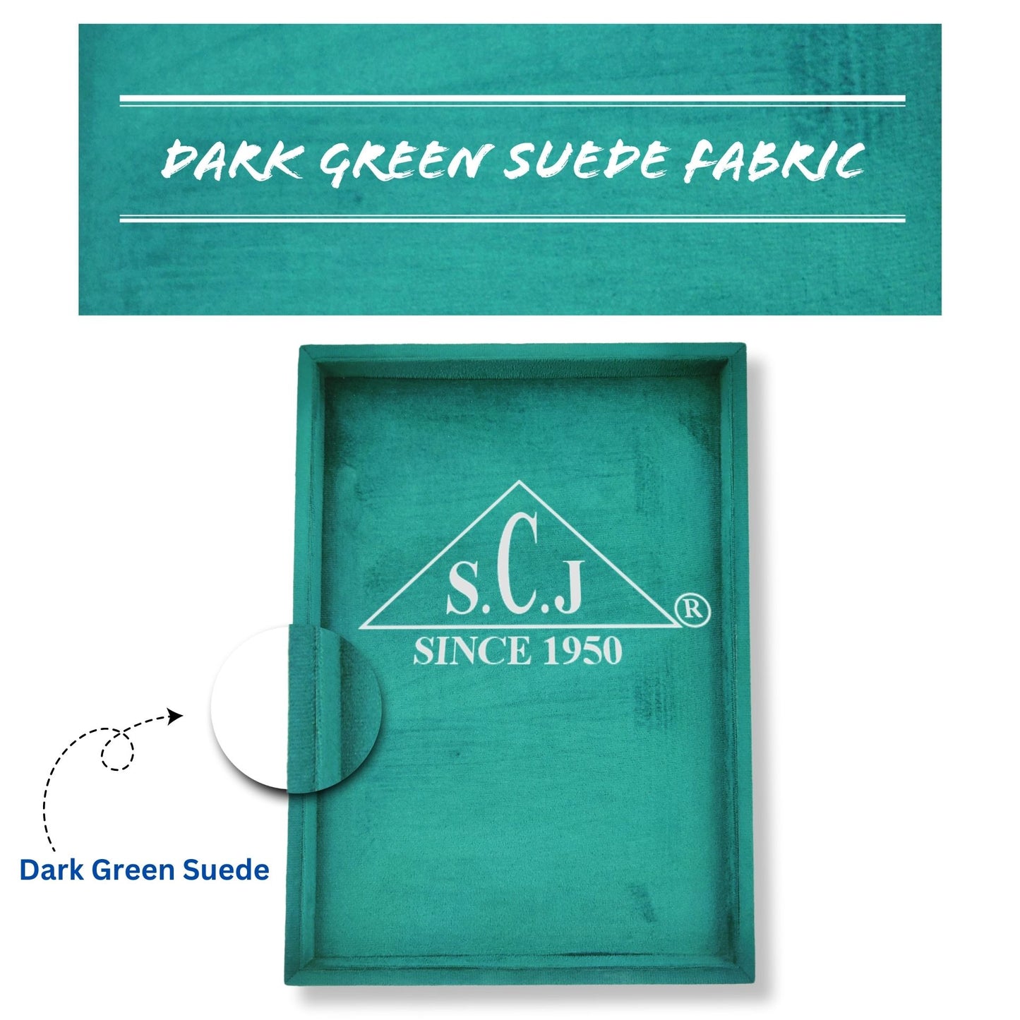 Dark Green Suede Fabric Jewellery Display Tray