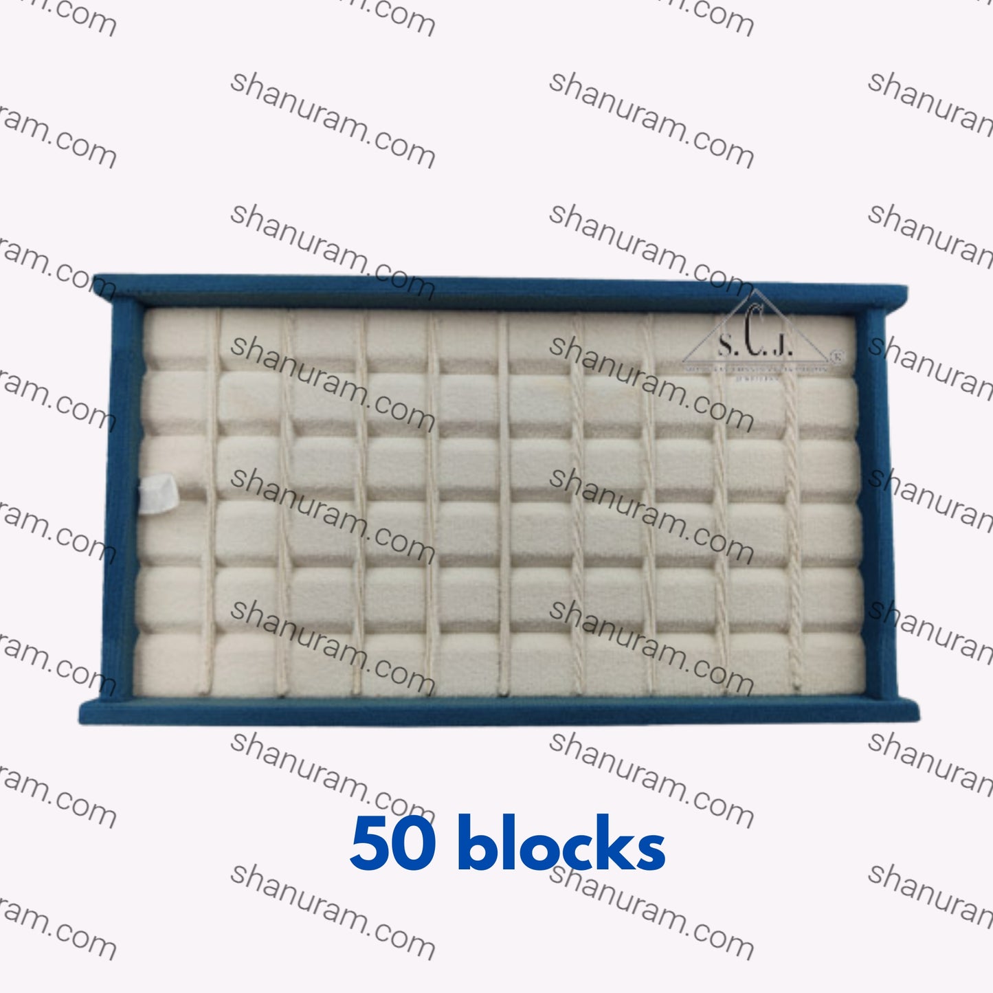 50 Block (Cream inside, Blue Suede Outside) Stone Box