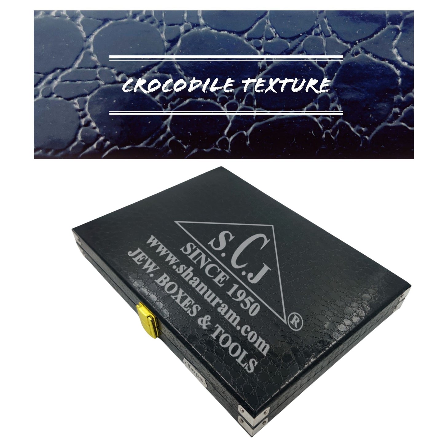 Pack of 2 Black Crocodile Tops White Stock Box | Imported PU Leather Jewellery Stock Display Box | 11 x 8 x 1.5 Inch
