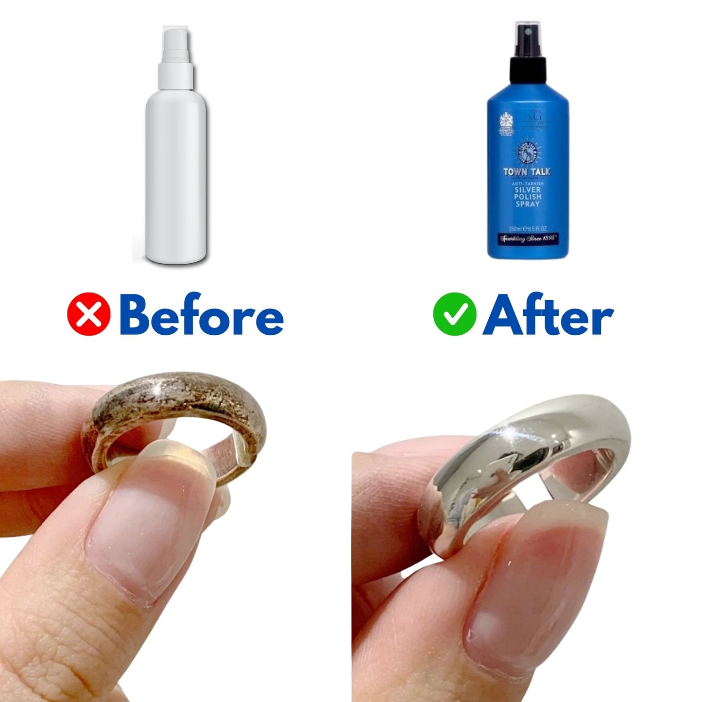Town Talk 250ml Anti-Tarnish Silver Spray for Jewellery & Silverware Cleaning
