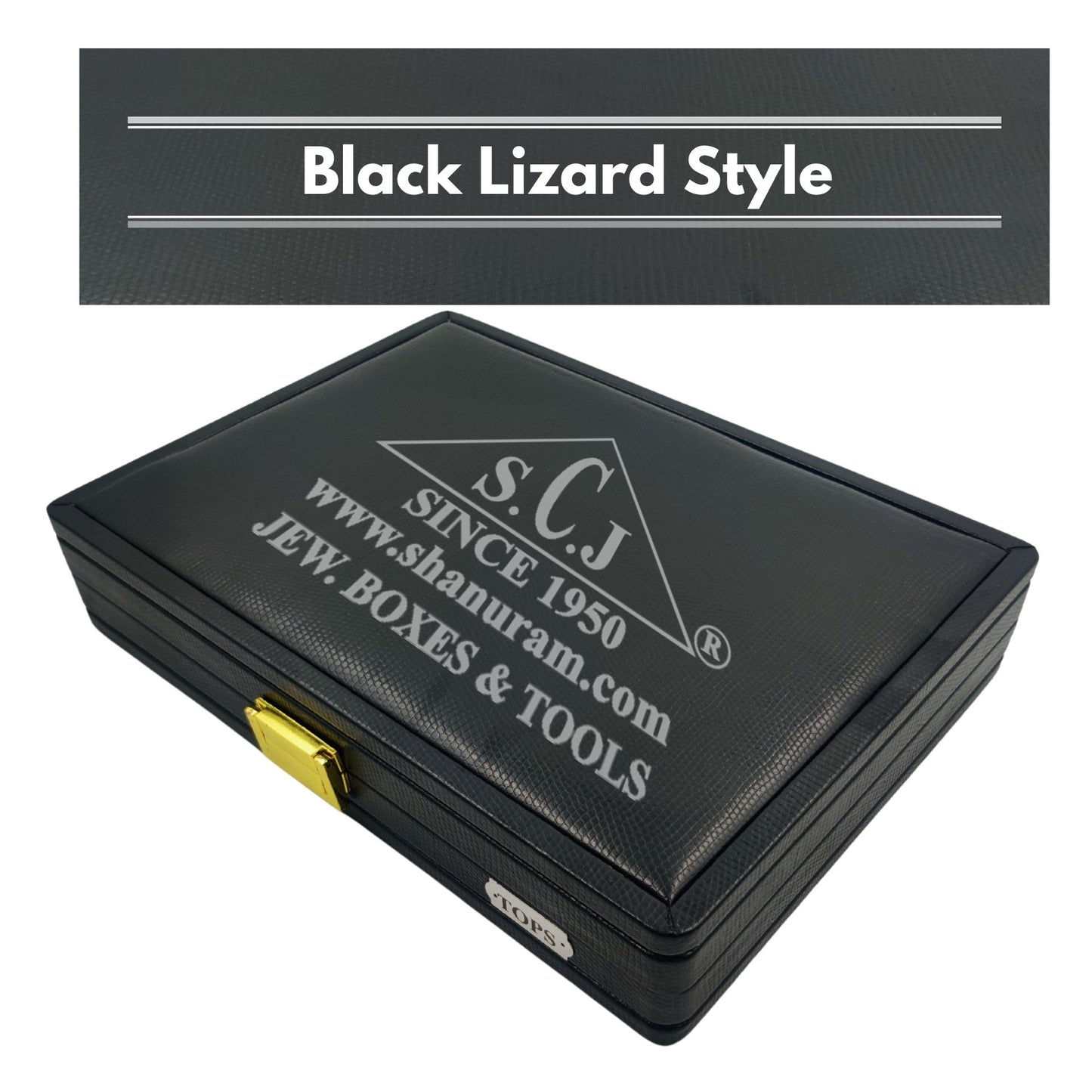 Black Lizard Tops Cream Stock Box | Tops \ Earrings Stock Box | Jewelry Storage Box