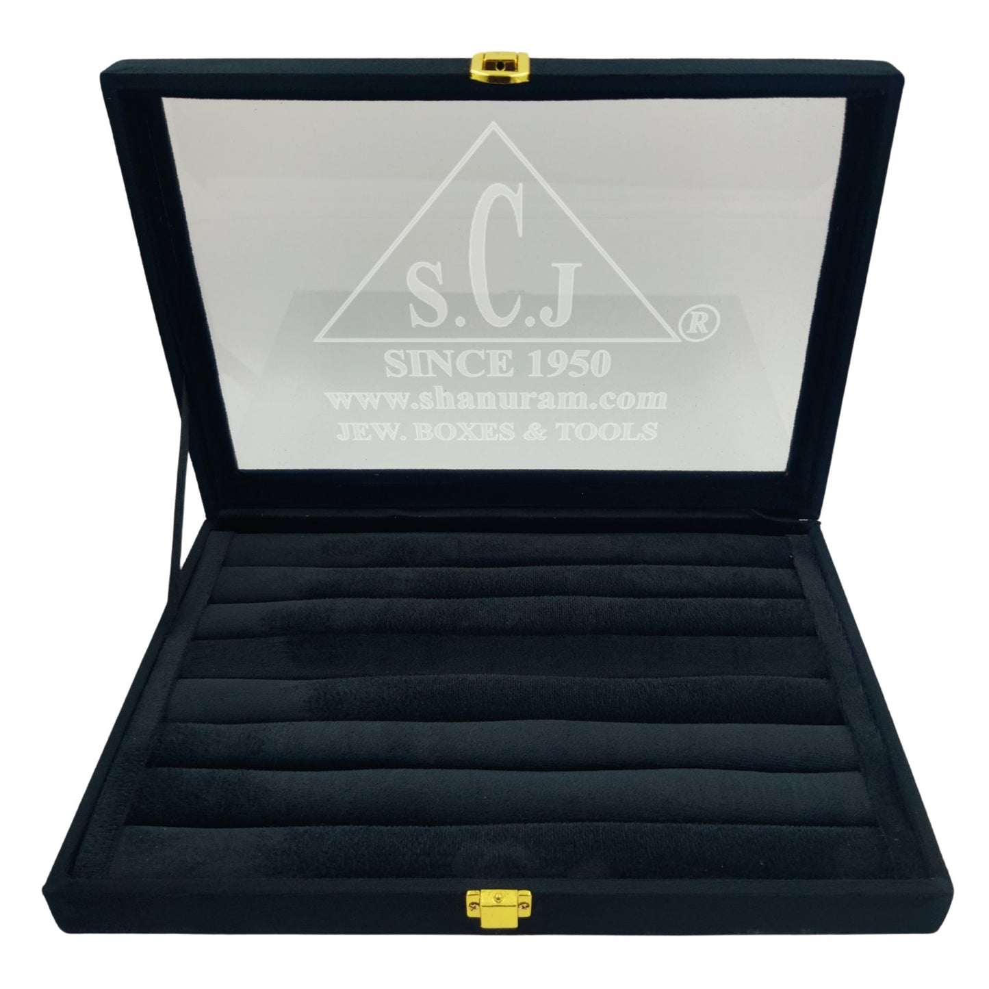 Black Suede Ring Stock Display Box | 7 Shelves Bulk Ring Stock Display Box | Ring Storage Display Box