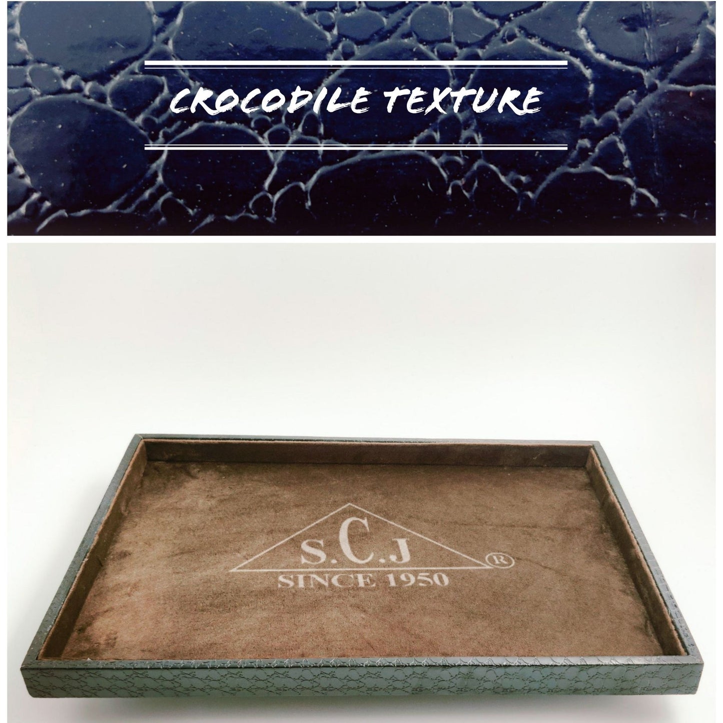 Crocodile Brown Suede Fabric Jewellery Display Tray