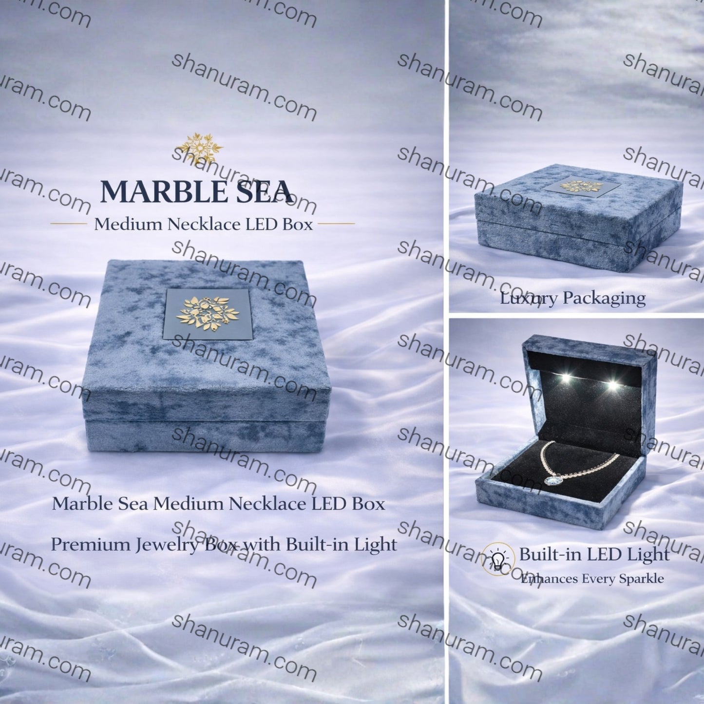 Marble Sea Medium Necklace LED Box