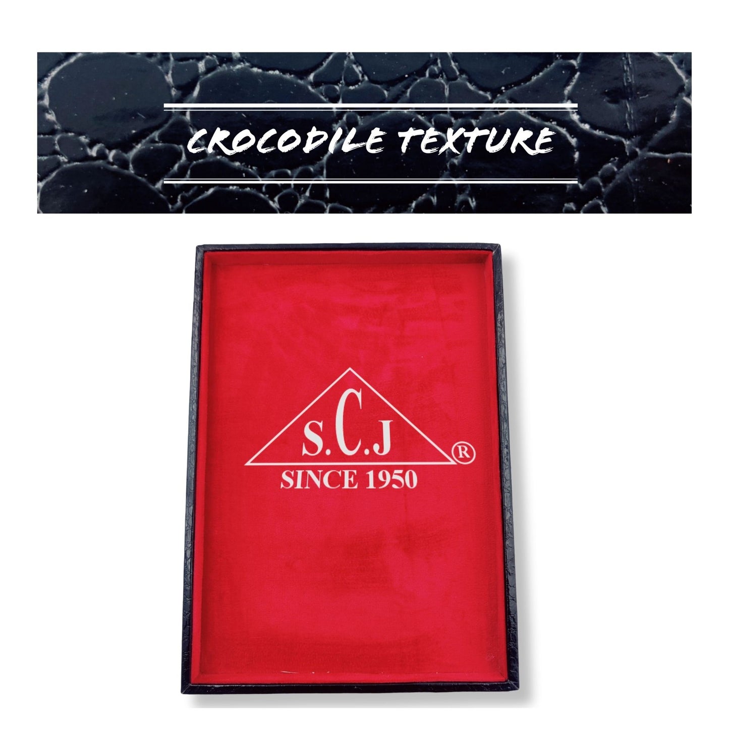 Crocodile red suede fabric Jewellery Display Tray