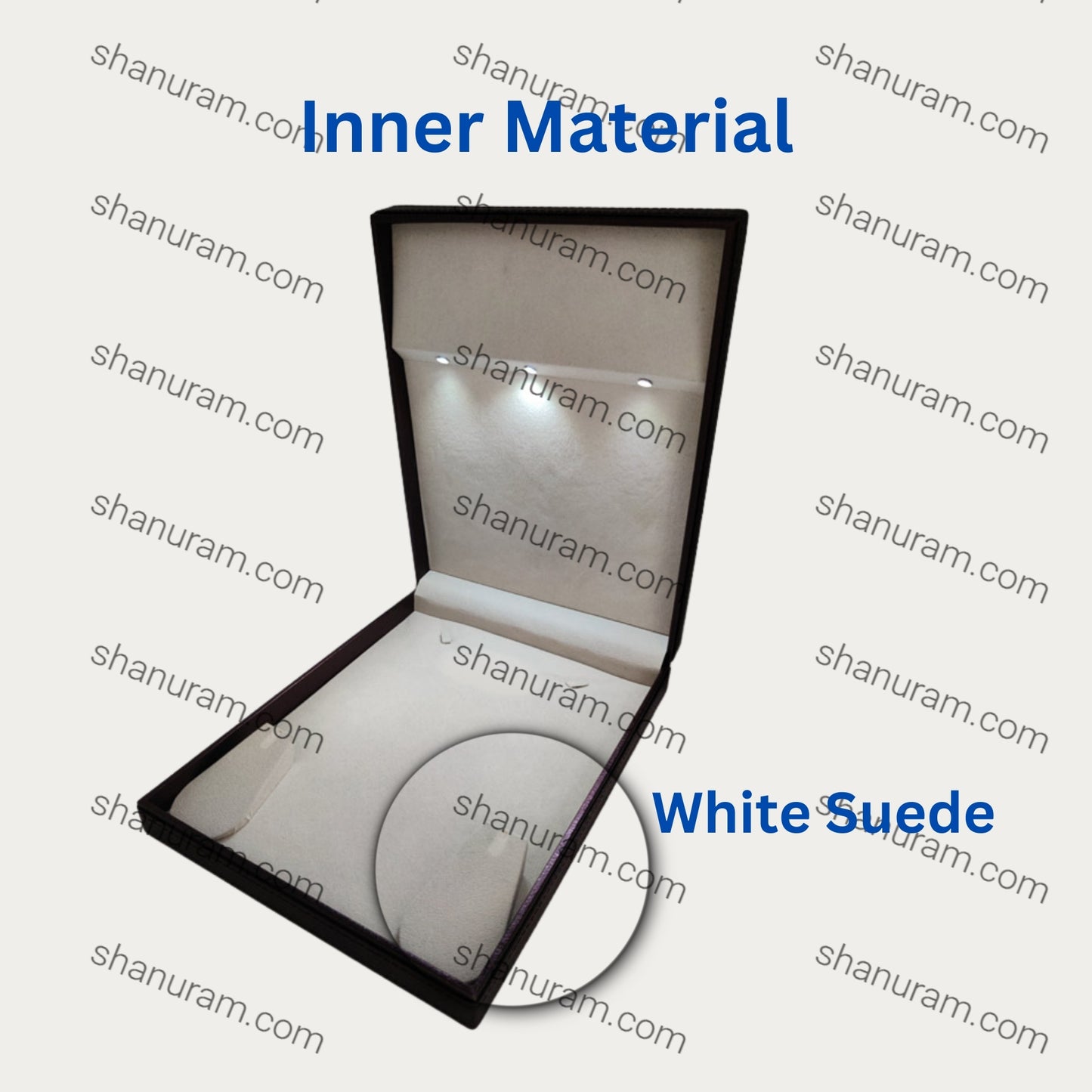 Leather Type Marble Polish White Suede Rani Necklace ( Haar) Set LED Light Box