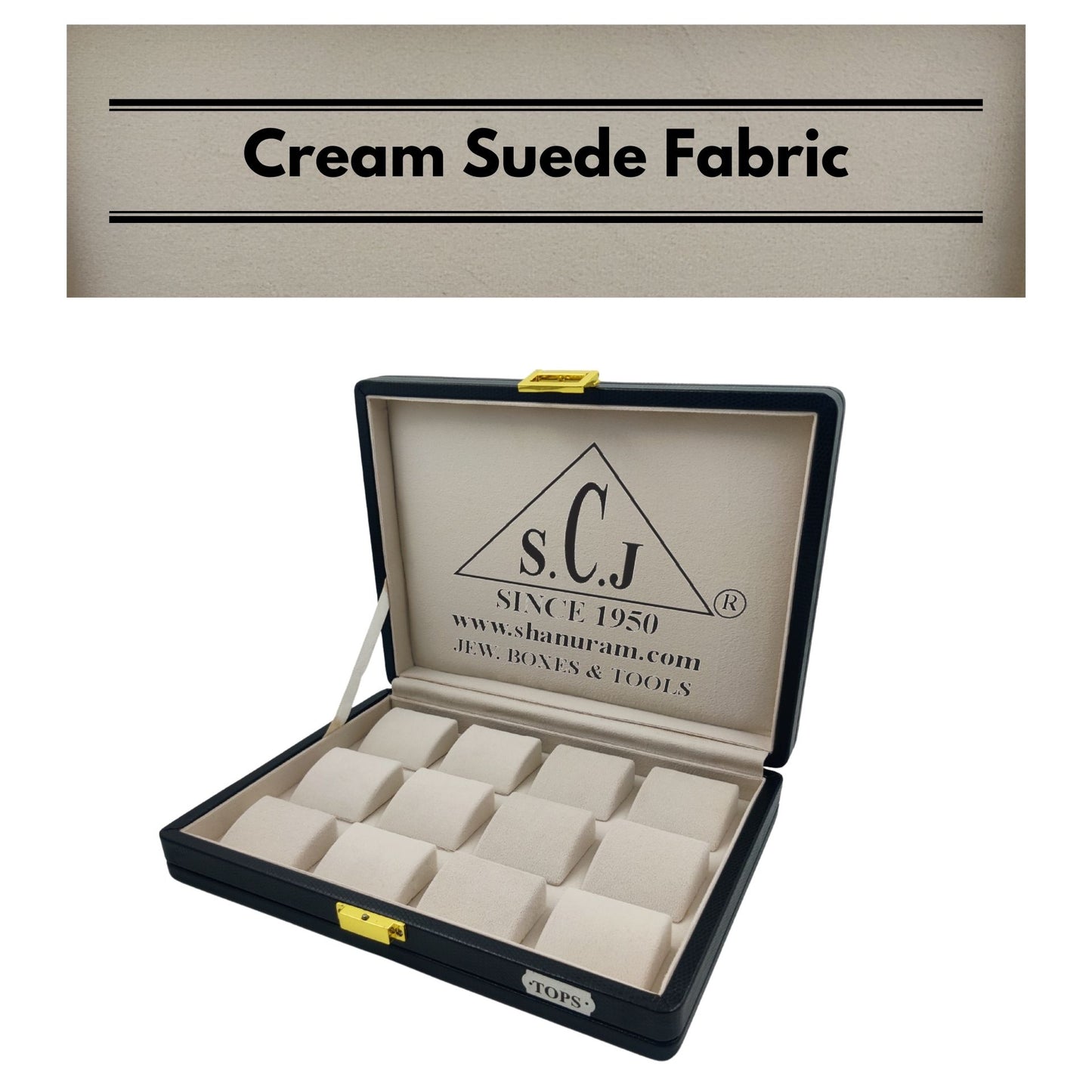 Pack of 2 Black Lizard Tops Cream Stock Box | Tops & Earrings Jewelry Storage Box | 11 x 8 x 2 Inch Premium Jewelry Box