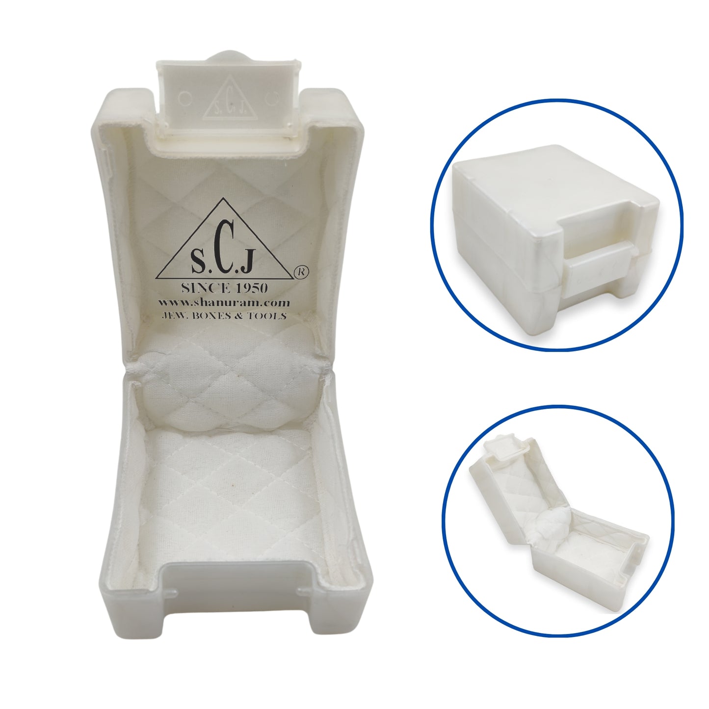 SCJ Ring Box – Pack of 10 Off White Plastic Jewellery Boxes with White Cloth Lining