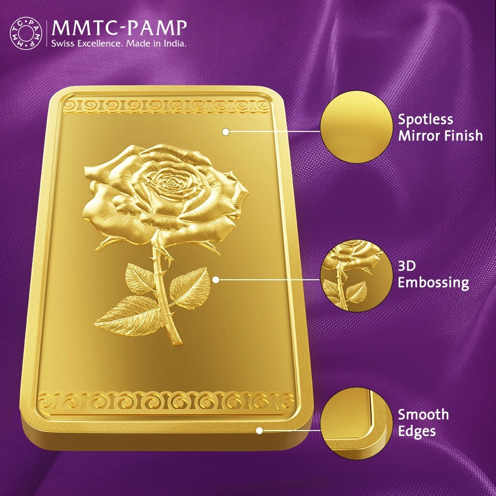 Rose 24k (999.9) 10 gm Gold Bar