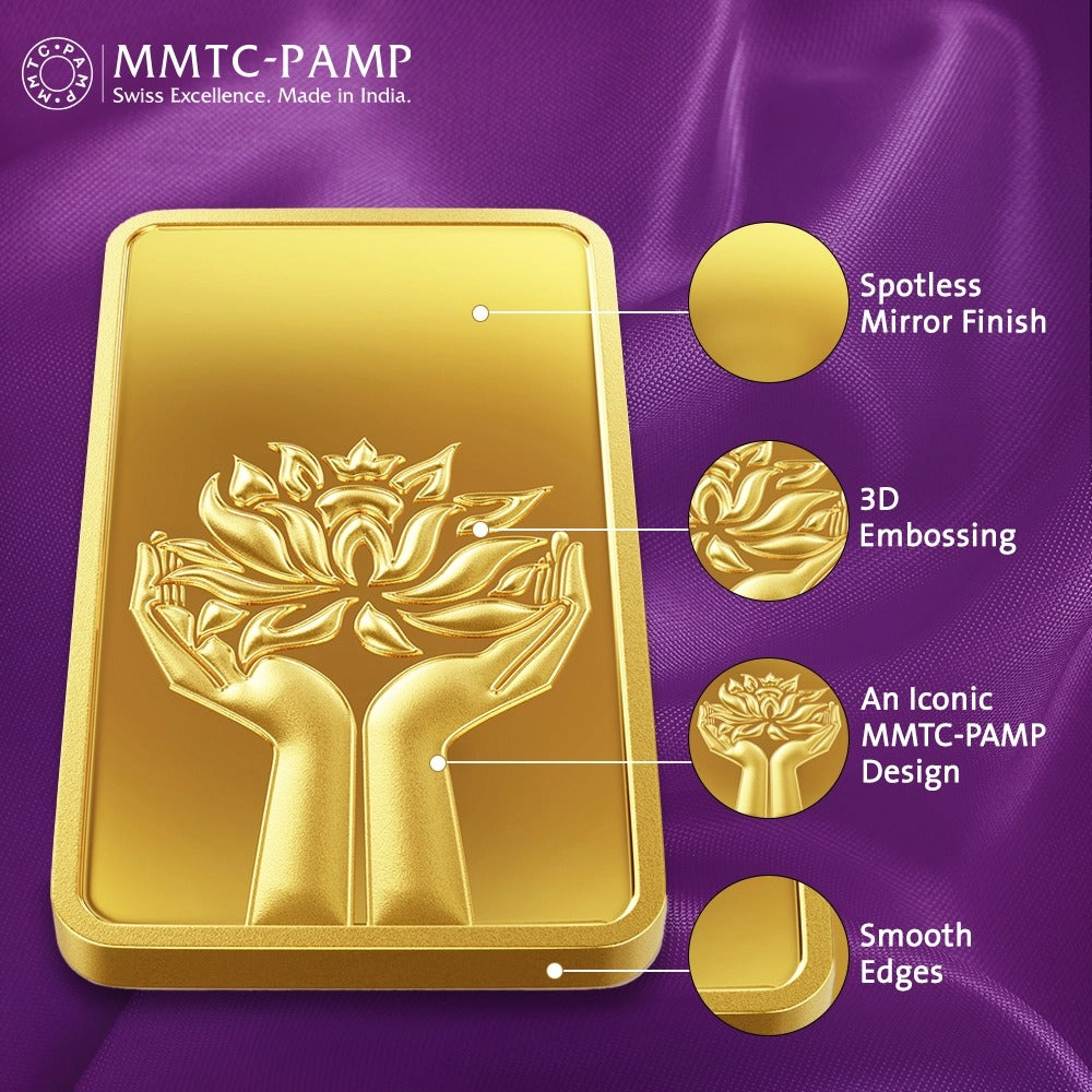 Lotus 24k (999.9) 100 gm Gold Bar