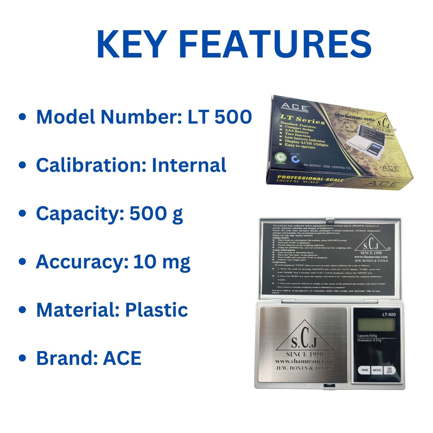ACE LT-500 Jewellery Pocket Weighing Scale | Digital Professional Scale | Gems and Jewellery Weighing Scale