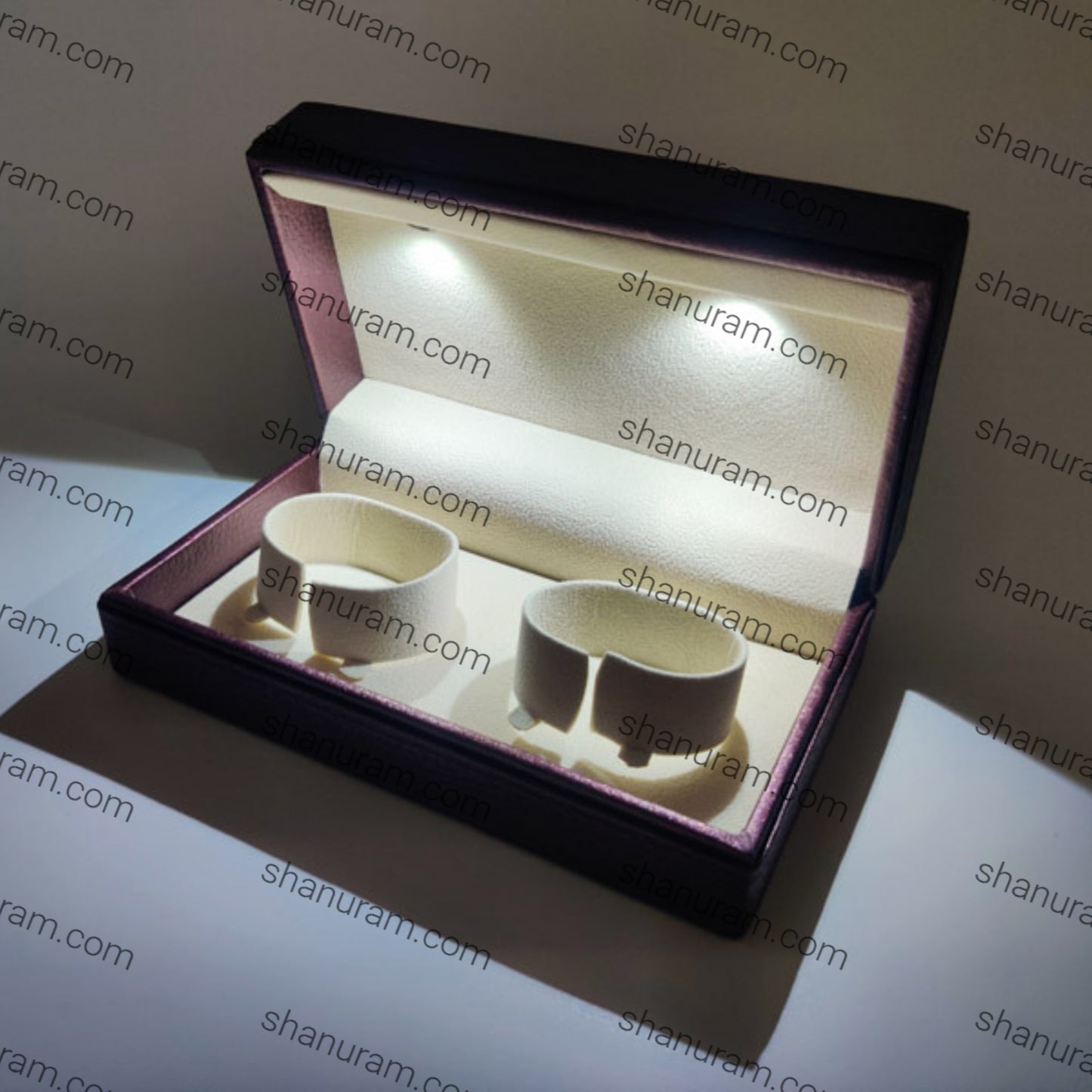 Leather Type Marble Polish Double Bangle LED Light Box