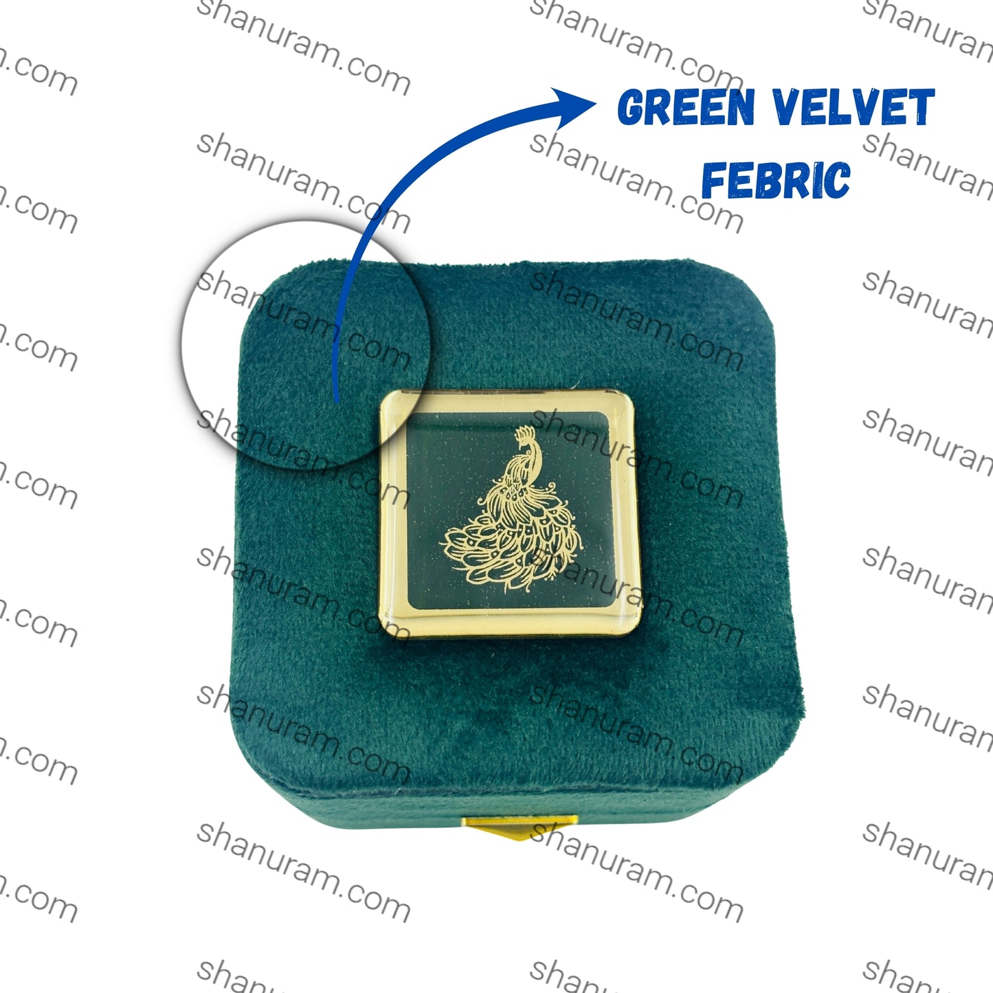 Premium Green Velvet LED Earring & Tops Box with White Suede Interior