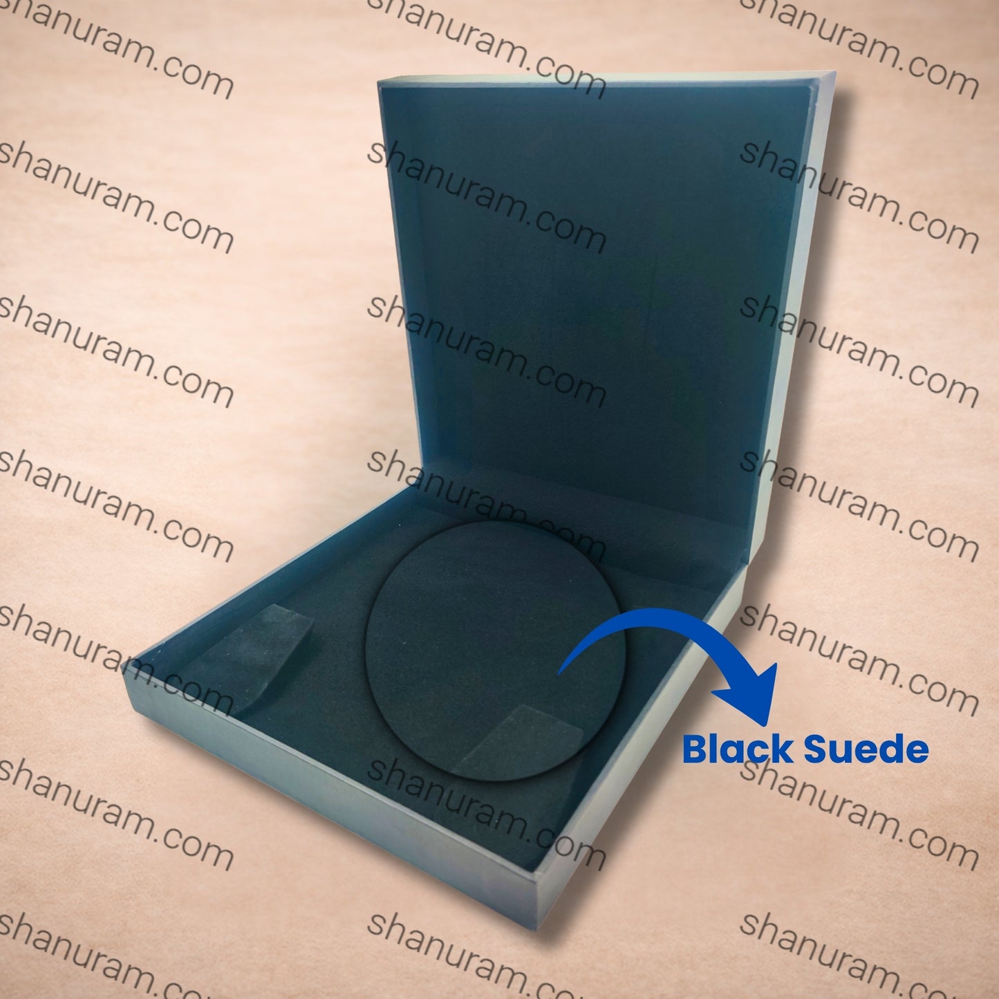 Luxury Black Finish Large Necklace Box with Black Suede Interior