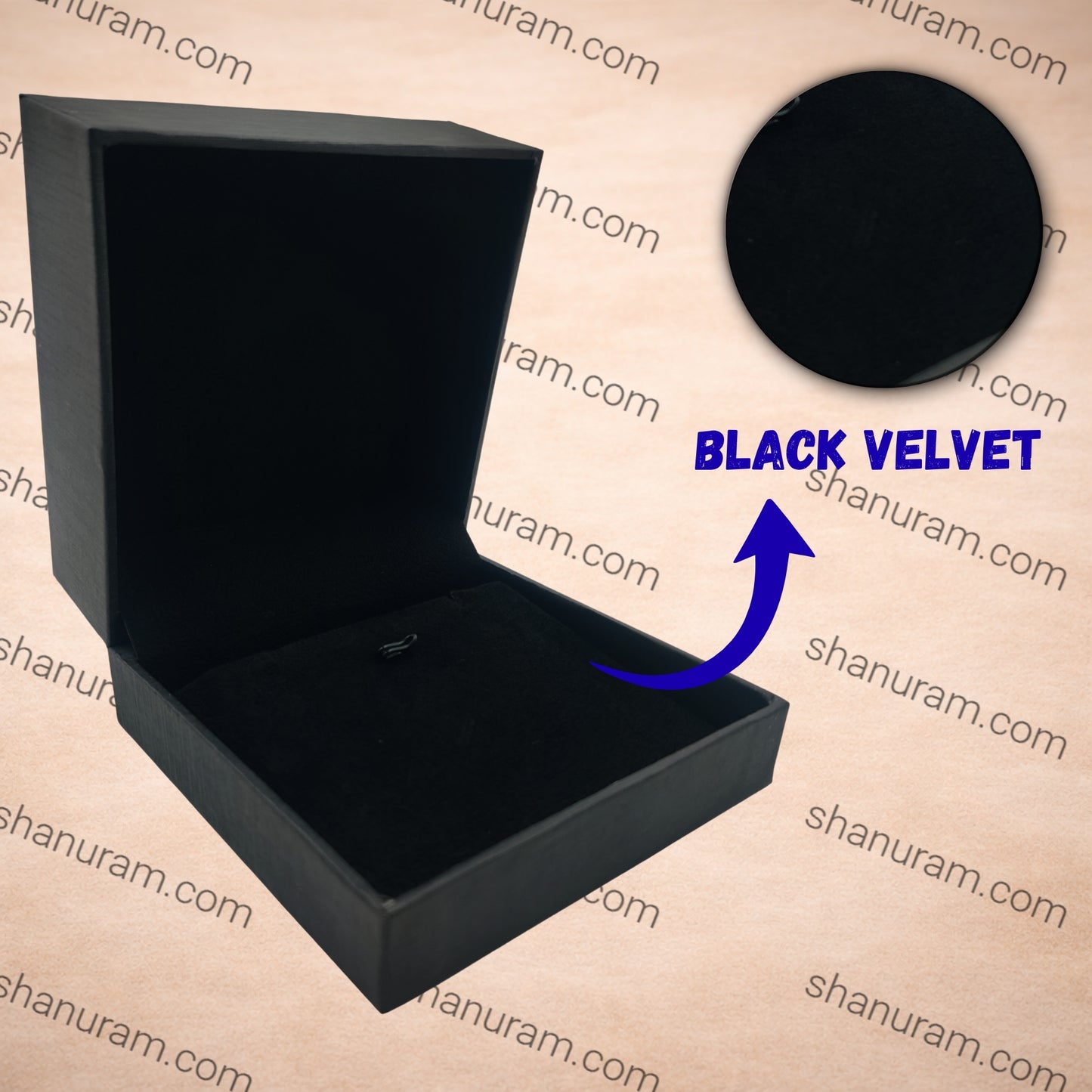 Premium Black Finish Pendant Box with Velvet Interior (4x4x2 Inch)