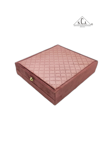 Pink Cuthley Texture Suede Fabric Small Necklace set LED Light Box