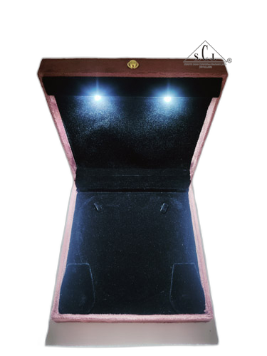 Pink Cuthley Texture Suede Fabric Small Necklace set LED Light Box