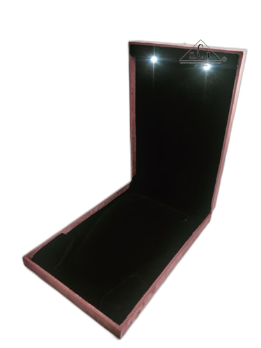 Pink Cuthley Texture Suede Fabric Rani Necklace (haar) set LED Light Box