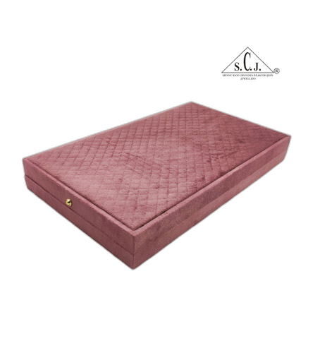 Pink Cuthley Texture Suede Fabric Long Necklace set LED Light Box