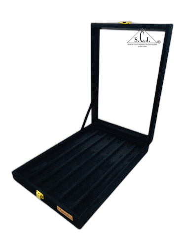 Black Suede Chain Stock Box | 6 Shelves Chain Stock Box