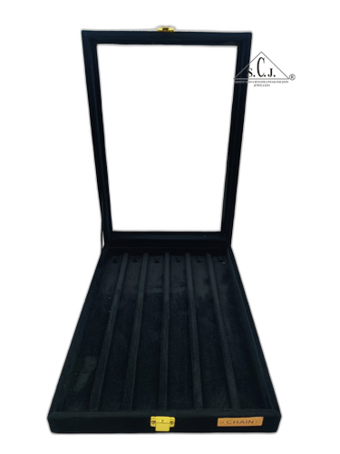 Black Suede Chain Stock Box | 6 Shelves Chain Stock Box