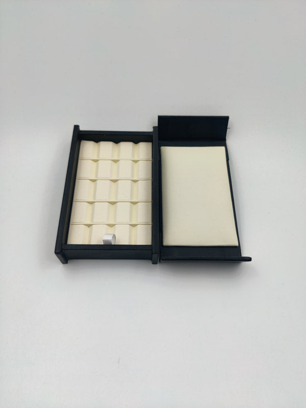 15 Block Cream Stone Box with Magnetic Cover – Rexine Gem Storage Display Case (4.5 x 2.5 x 1 Inch)