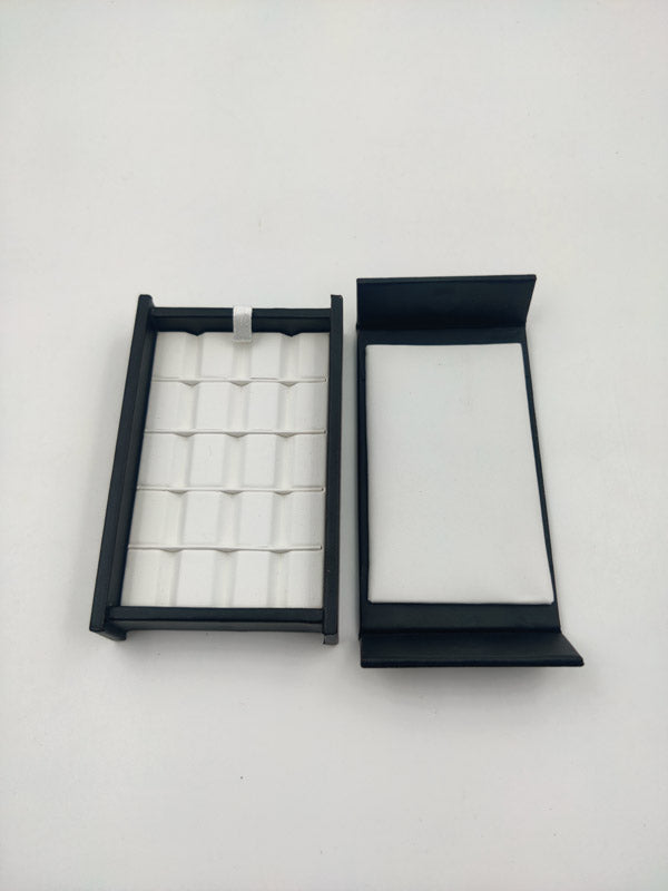 15 Block White Stone Box with Magnetic Cover – Rexine Gem Storage Display Case (4.5 x 2.5 x 1 Inch)