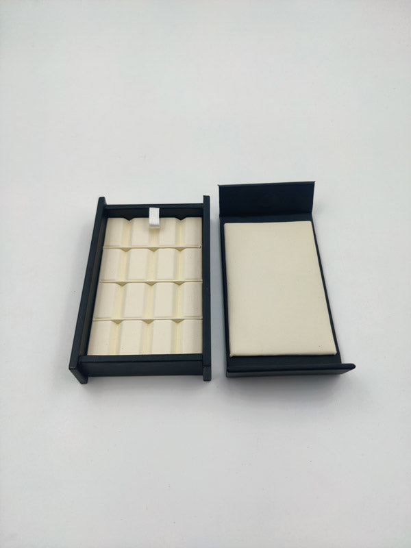 12 Block Cream Stone Box with Magnetic Cover – Rexine Gem Storage Display Case (4.5 x 2.5 x 1 Inch)