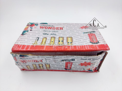 A portable gas torch gun from Wonder Gold Flame, showing the product packaging which is a red and white box with images of the torches and brand logos.