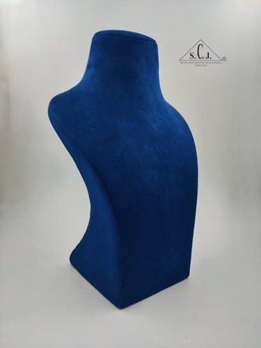 Dummy Navy Blue Suede Stand for Necklace with curve, 14" inch