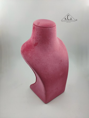 Dummy Pink Suede Stand for Necklace with curve, 14" inch