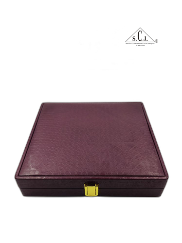 Maroon Crocodile Texture Extra Large Necklace Set Box