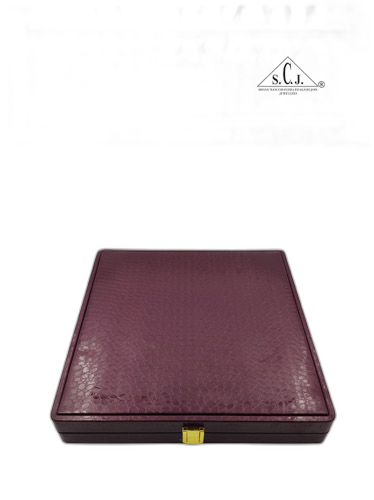 Maroon Crocodile Texture Extra-Extra Large Necklace Set Box