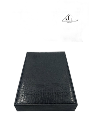 Black Crocodile Texture Long Necklace Set Box