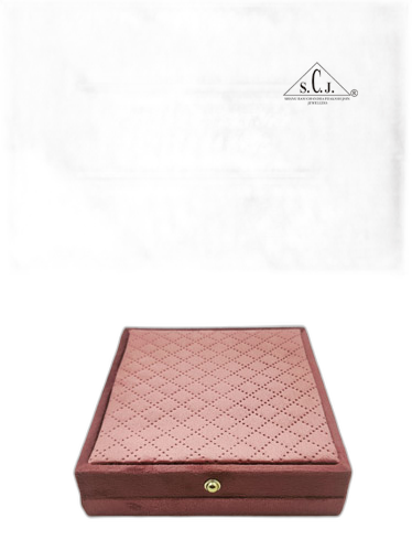 Pink Cuthley Texture Suede Fabric Small Necklace set LED Light Box