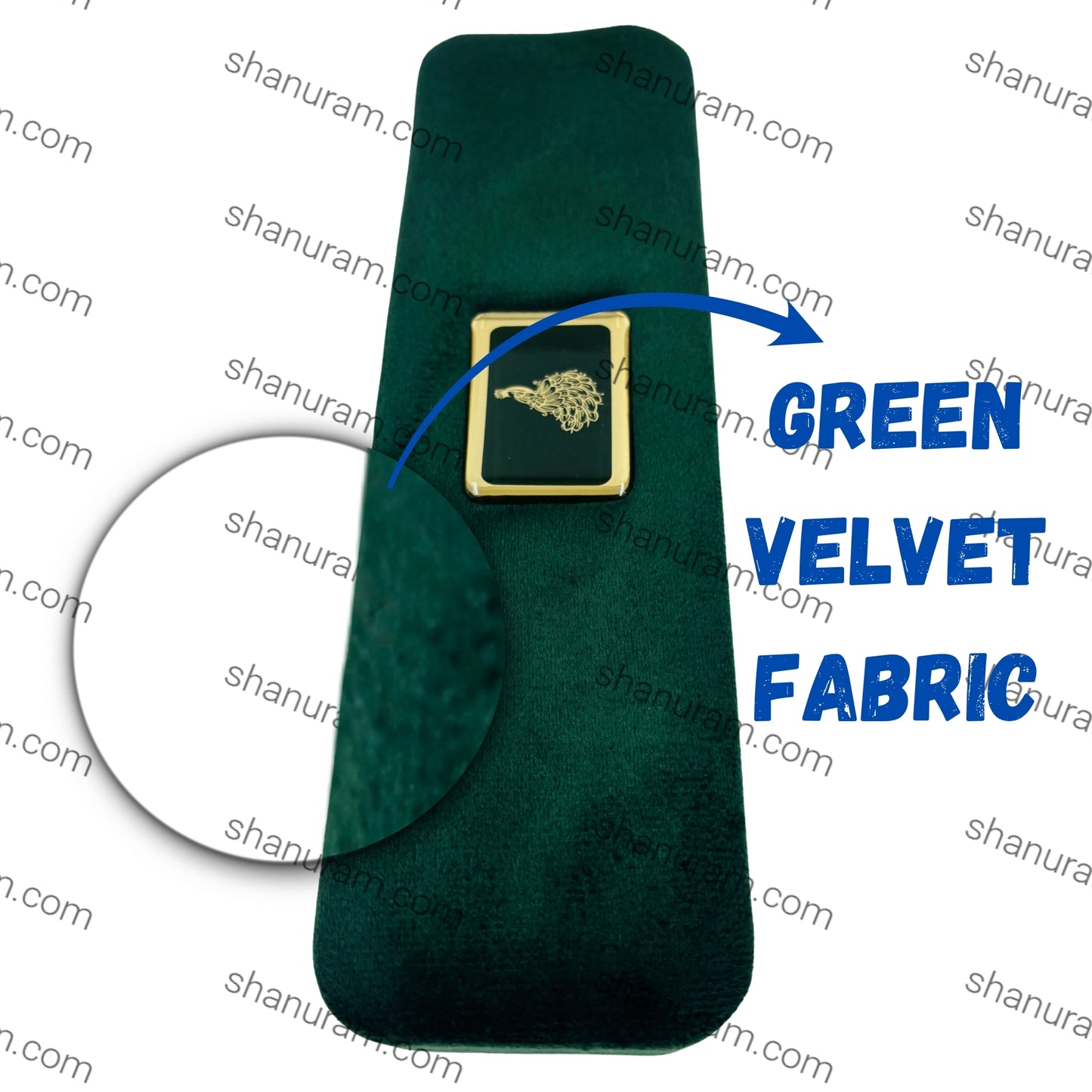 Premium Green Velvet LED Chain Box with White Suede Interior