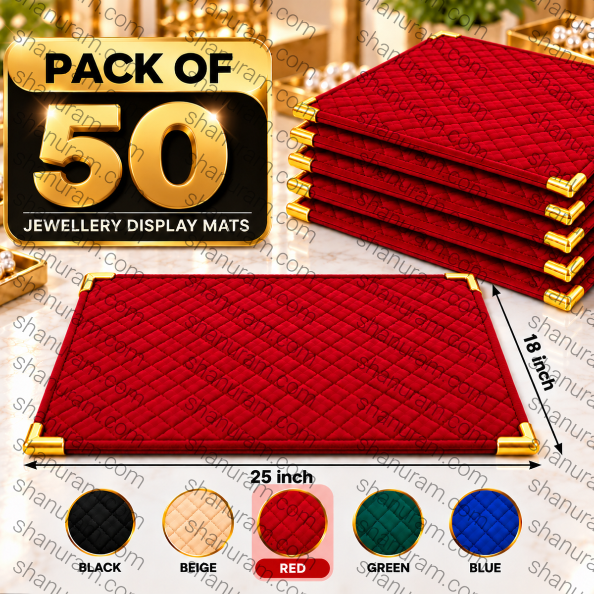 SCJ Premium Suede Jewellery Display Counter Cloth 18 x 25 Inches with Metal Corners | Jewellery & Gemstone Display Mat